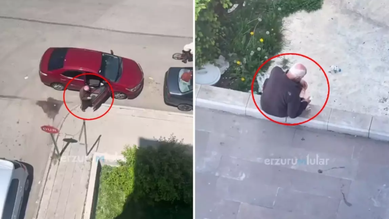 Dilənçilik edən yaşlı kişinin bu görüntüləri izləyənləri şok etdi - VİDEO