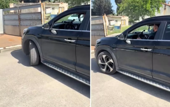 Evakuatora pul verməmək üçün avtomobilini yük maşını ilə daşıdı - VİDEO