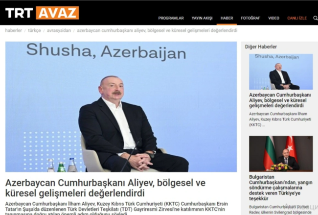 Türkiyə mediası İlham Əliyevin Şuşa mediaforumundakı çıxışını geniş işıqlandırıb