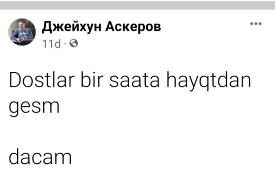 Ceyhun Əsgərovdan kədərli paylaşım - "Bir saata həyatdan gedəcəm" - FOTO