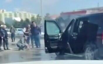 Bakıda "Land Rover" yandı