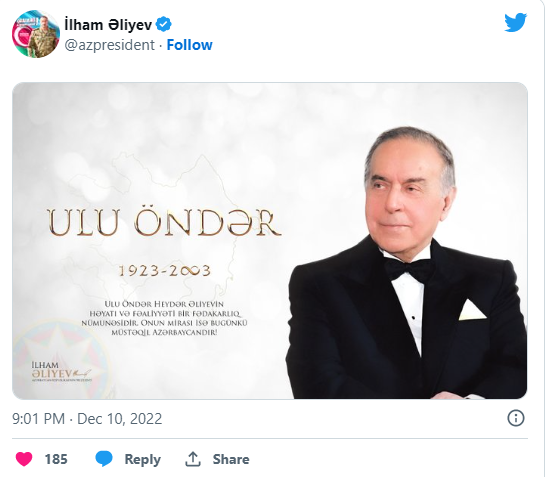 Prezident İlham Əliyev Ulu Öndər Heydər Əliyevlə bağlı paylaşım edib - FOTO