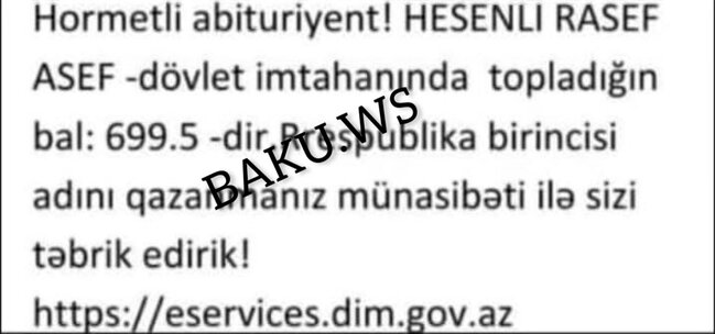 Lerik məktəblisi 699.5 balla Respublika birincisi oldu - FOTO