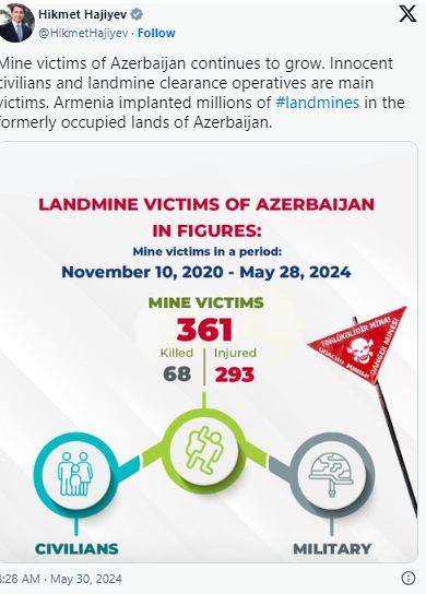 Hikmət Hacıyev mina qurbanlarının son sayını açıqlayıb