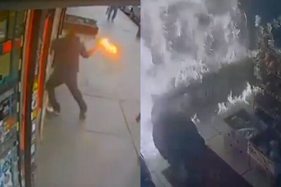 Satıcılarla mübahisə edən müştəri mağazaya od vurdu - ANBAAN VİDEO