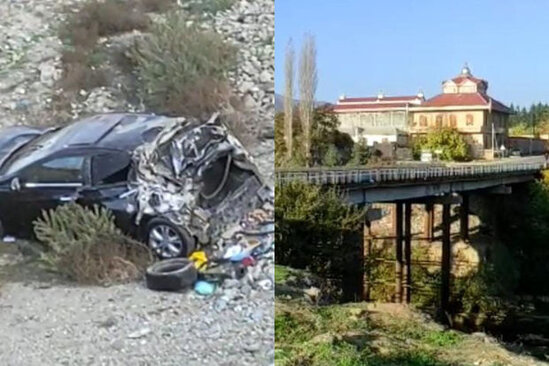 Şəmkirdə ağır qəza: Avtomobil çaya düşdü - FOTO