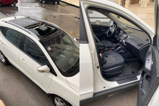 Bakıda binadan düşən pəncərə maşını dağıtdı - FOTO