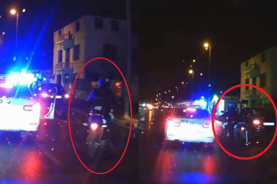 Motosiklet sürücüsü polisdən qaçmağa çalışdı - ANBAAN VİDEO