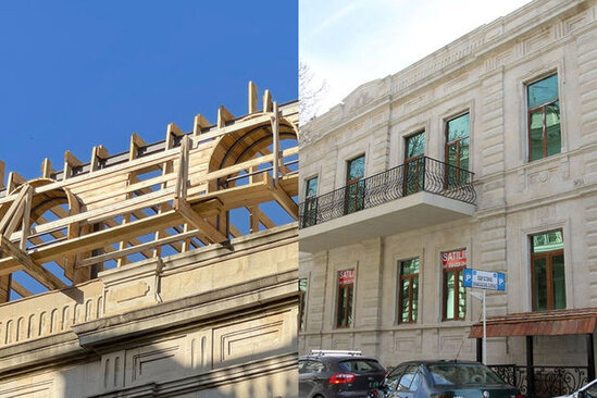 Bakıda memarlıq abidəsi üzərində tikilən üçüncü mərtəbə SÖKÜLÜR - YENİLƏNİB + FOTO/VİDEO