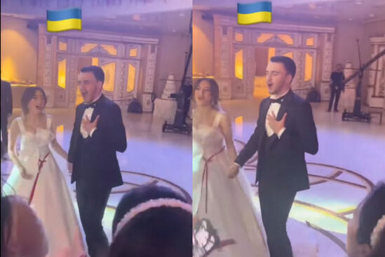 Azərbaycanda toyda bəy və gəlin Ukrayna mahnısı ifa etdilər - VİDEO