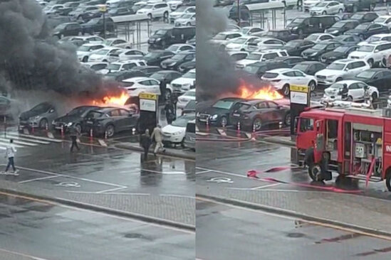 Beynəlxalq Hava Limanında avtomobil yanıb - YENİLƏNİB + VİDEO