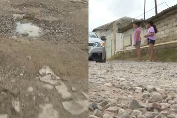 Biləcəridə yol bərbad vəziyyətdədir - VİDEO