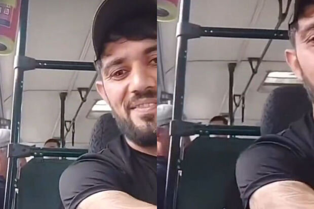 Sərnişin dolu avtobusu sürərkən canlı yayım açdı - VİDEO
