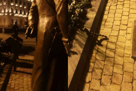 Hacı Zeynalabdin Tağıyevin heykəli zədələndi - FOTO