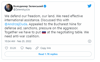 Zelenski müdafiə yardımı tələbi ilə "Buxarest doqquzluğu"na müraciət etdi - FOTO