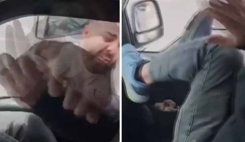 Yük maşınının yanına gəldi, sürücüyə pəncərədən dəhşəti yaşatdı - VİDEO