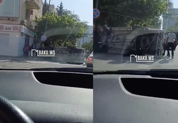 Bakıda avtomobil aşdı: İki əsas yolda sıxlıq yarandı