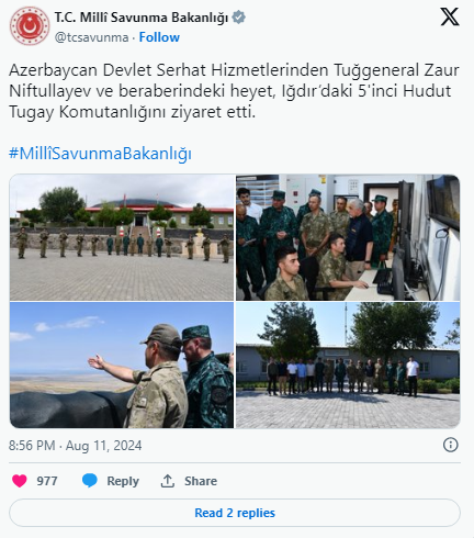 General-mayor Zaur Niftullayev Türkiyədə səfərdə olub