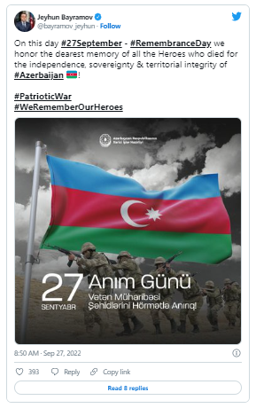 Ceyhun Bayramov şəhidləri andı - FOTO