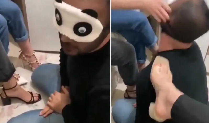 Üç qadının bir kişini kölə kimi istifadə etdiyi görüntülər sosial şəbəkədə qəzəb doğurdu - VİDEO