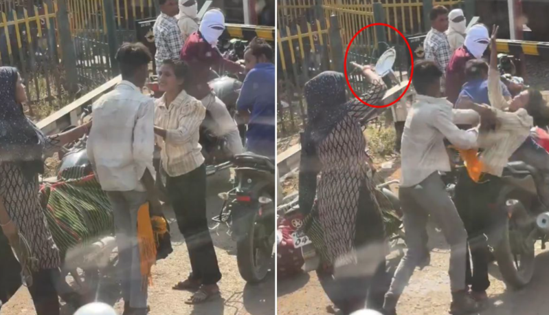 Ərinə sataşan qadını qazan qapağı ilə döydü - VİDEO