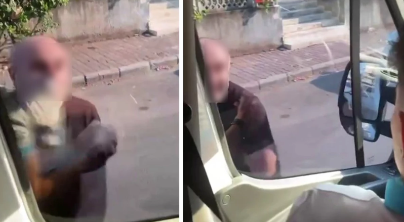 Əlindəki bıçaqla qapını və şüşəni yumruqladı - VİDEO