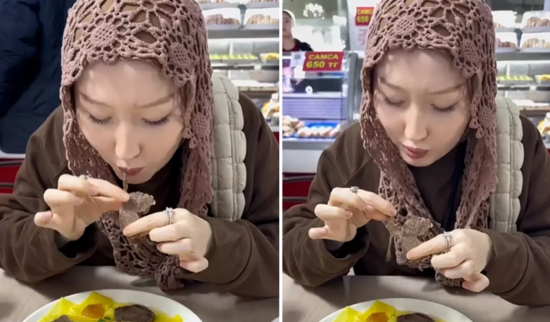 İlk dəfə at əti yeyən qadın həmin anları sosial mediada paylaşdı - VİDEO