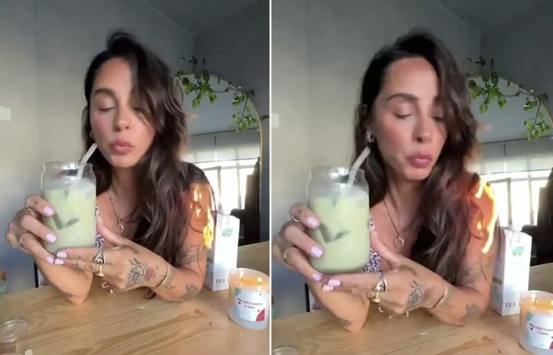 Çəkliş zamanı müğənnin saçları bir anda alov aldı – VİDEO