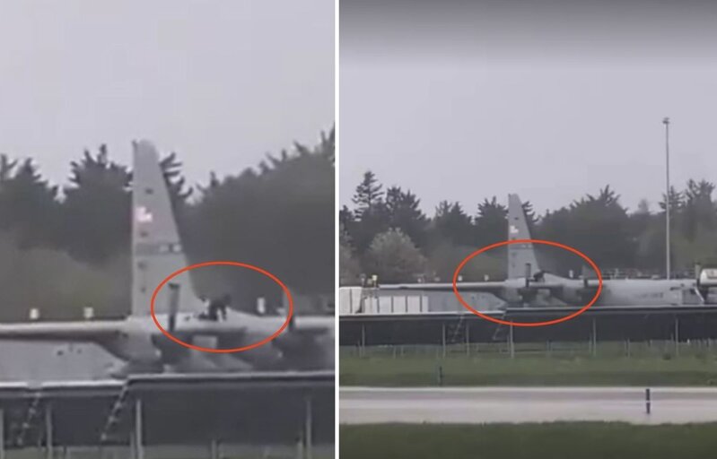 İrlandiyada ABŞ hərbi təyyarəsinə baltalı hücum - VİDEO