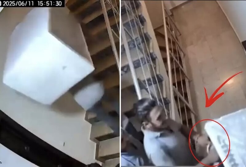 Məişət texnikası gətirdikləri binadan ev ayaqqabısını oğurlayıb getdilər - VİDEO