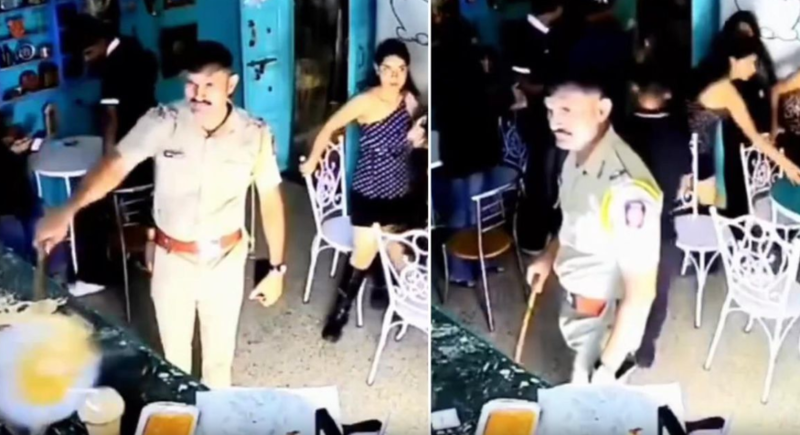 Hindistanda polis kafeni görün niyə dağıtdı - VİDEO