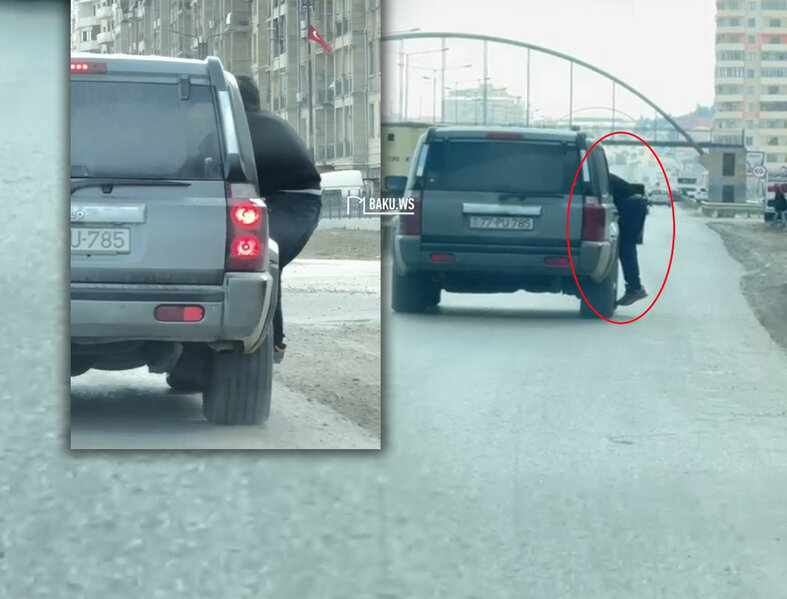 Bakı-Sumqayıt yolunda "Jeep" və qəribə "sərnişin"i - VİDEO