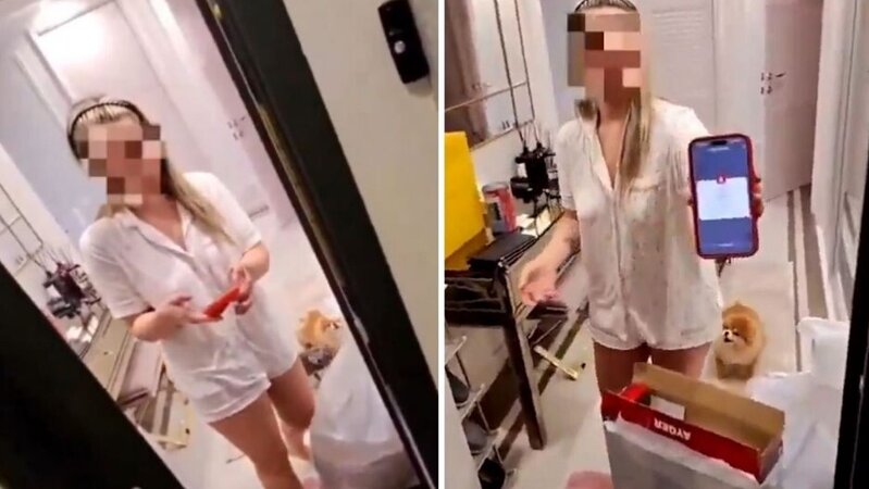 Qapını açan qadının istəyi kuryeri təəccübləndirdi - VİDEO