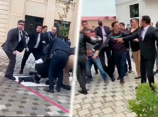 Bakının özəl məktəbində mühafizəçi ilə valideyn arasında əlbəyaxa dava düşdü - RƏSMİ/VİDEO