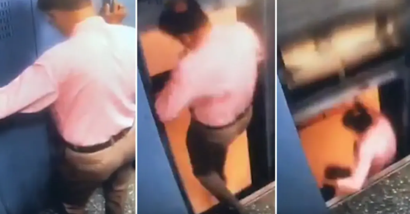 Liftdən düşmək üçün addım atdı, sonrası qorxunc... - VİDEO