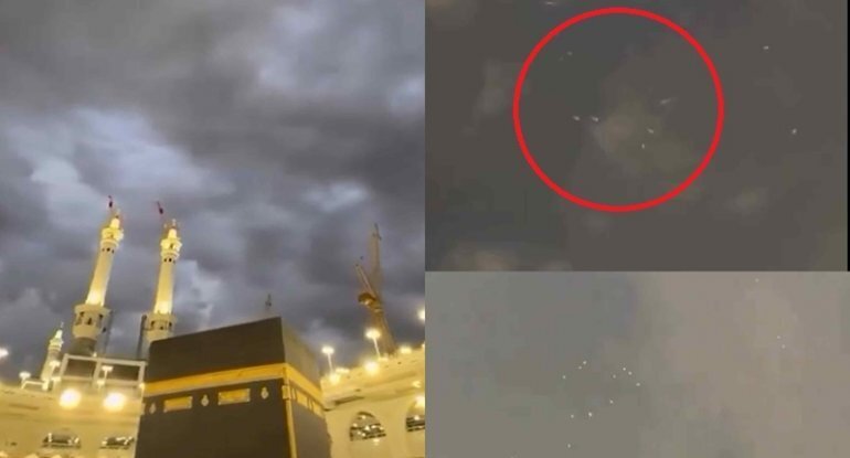 Kəbə səmasında sirli mənzərə - VİDEO