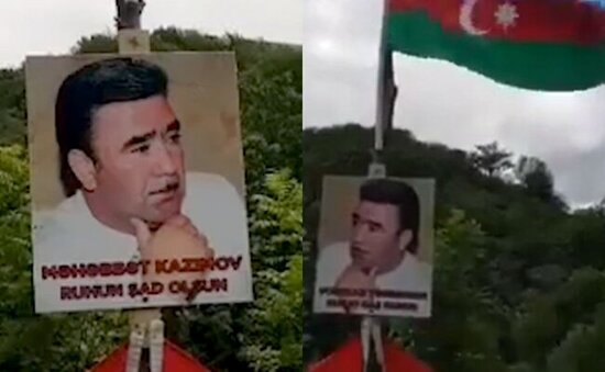 Məhəbbət Kazımovun fotosu Laçında doğulduğu kəndə asıldı - VİDEO