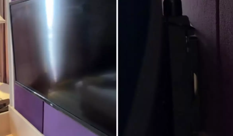 Qaldığı hoteldə televizorun arxasna baxan şəxs həyatının şokunu yaşayıb - VİDEO