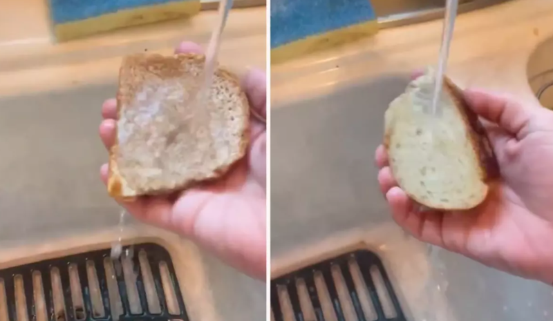 Marketdən aldığı çörəyi suyun altına tutdu, nəticə tükürpərdici! - VİDEO