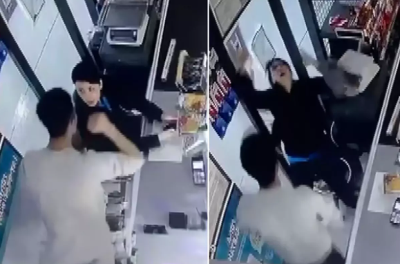 Marketdə işləyən oğlan iş yoldaşını döyüb - VİDEO