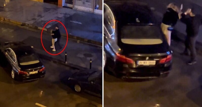 Qadını döyüb zorla maşına mindirməyə çalışdı - VİDEO