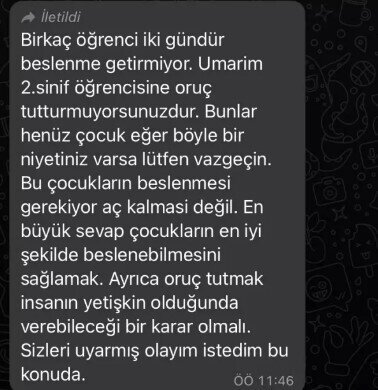 Müəllimin oruc tutan şagirdlərin valideynlərinə göndərdiyi mesaj sosial mediada gündəm oldu - FOTO