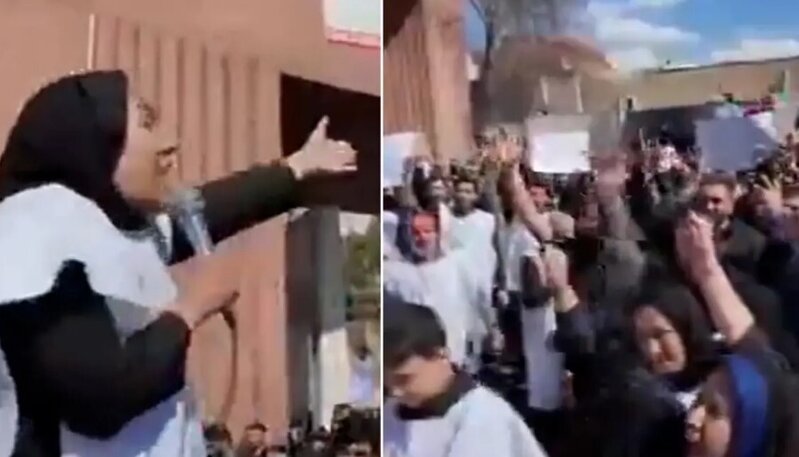 Bir qadın daşın üzərinə çıxaraq ölkənin kişilərinə meydan oxudu - VİDEO