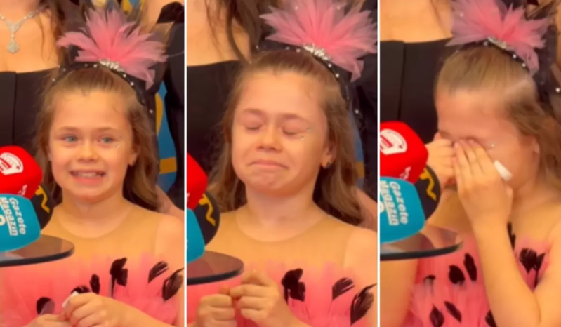 Atasını itirən azyaşlı aktrisa yeni filminin qala gecəsində göz yaşlarına boğulub - VİDEO