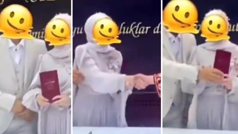 Gəlinin nikah mərasimində etdiyi hərəkət gündəm oldu: "Çox hörmətsiz davranışdır" - VİDEO