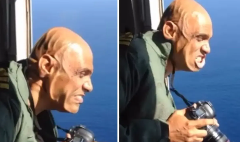 Güclü külək keçmiş dəniz zabitinin üzünü görün nə hala saldı - VİDEO