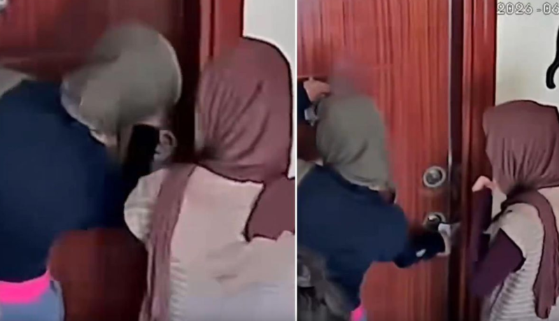 Evə oğurluğa girməyə çalışan qızlar kameranı görəndə qaçdılar - VİDEO