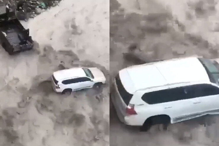 İsmayıllıda "Prado"nu SEL APARDI - VİDEO