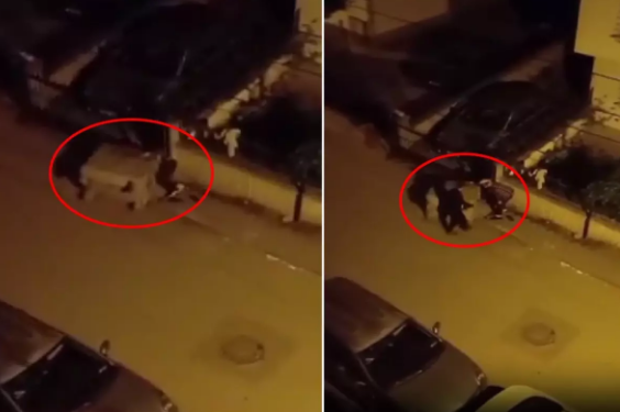 Zibil qabı kağız yığan qadının üzərinə düşdü - VİDEO