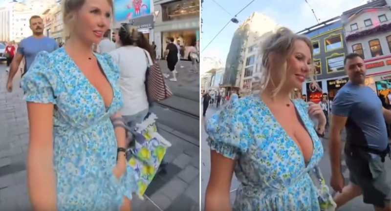 İstanbulda turist qadının izlənildiyi görüntülər müzakirələrə səbəb olub - VİDEO